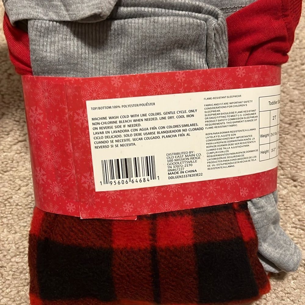 HOLIDAY FAMILY NWT PAJAMAS TODDLER SIZE 3T BUFFALO PLAID 2 PIECE SET - Picture 3 of 4